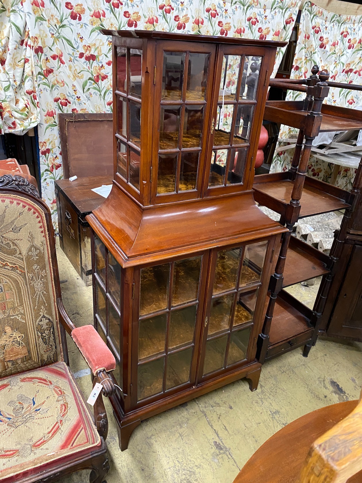 An Edwardian mahogany display cabinet, width 77cm, depth 44cm, height 170cm